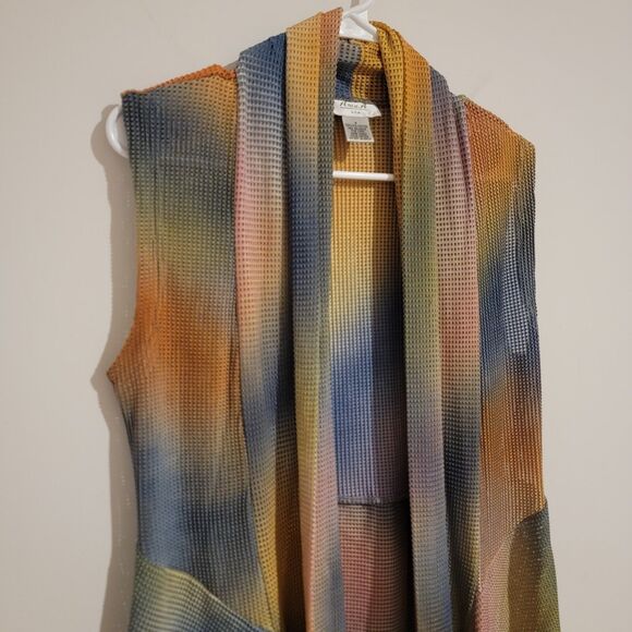 Anea A Womens Waterfall Cardigan Sweater Vest Small Mesh Rainbow Hippie Boho - Picture 4 of 8